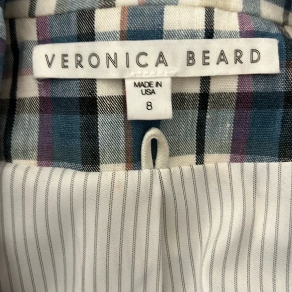 Veronica Beard Blue Plaid Schoolboy Linen Blend Dickey Jacket Blazer NWOT - Picture 5 of 6